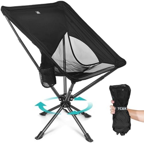 2024 Newest Swivel Portable Chair - Small Compact Collapsible Folding Chairs for Adults, Setup in 8 Seconds, Lightweight Outdoor Backpack Chair for Camping, Travel, Hiking, Beach, Support 300 LBS