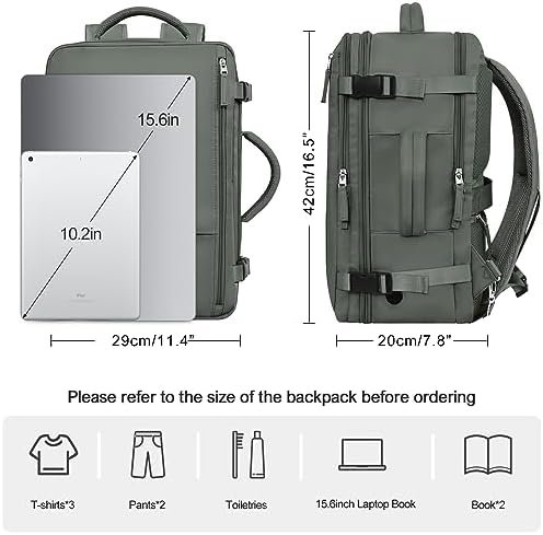 Travel Backpack For Women Men Flight Approved, Carry-on Backpack Bag Luggage, Personal Item Backpack, Laptop Backpack Casual Daypack, Travel Essentials Must Haves, Olive-green - Image 4