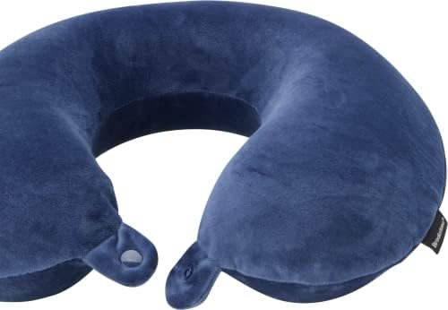 Broosktone Travel Neck Pillow - Lightweight Fleece Casing Extra Comfort Memory Foam - U-Shaped Neck Pillow for Travelling, Blue - Image 3