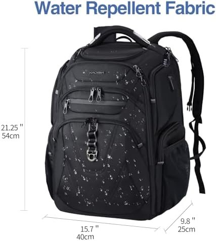 KROSER TSA Friendly Travel Laptop Backpack 18.4 inch XXXL Gaming Backpack Water-Repellent College Daypack Business Backpack with RFID Pockets & USB Port for Men/Women-Black - Image 2