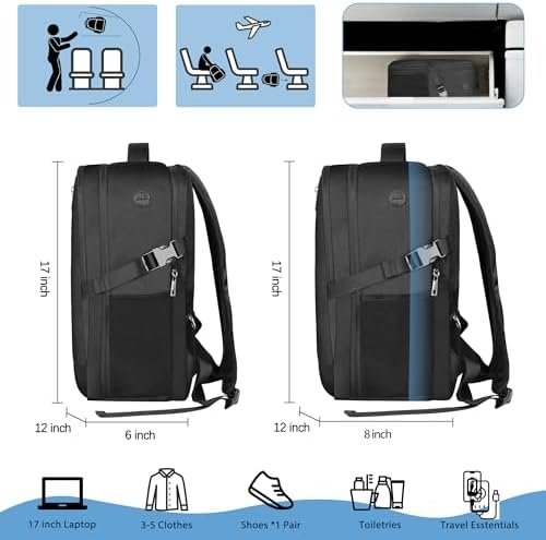 Carry On Backpack Large Travel Backpack fits 17inch Laptop Flight Approved Carry On Bag for Men Women Luggage Daypack - Image 3