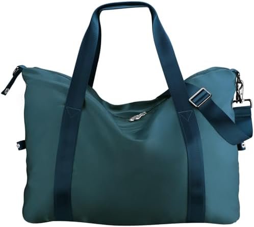 WALNEW Gym Duffel Bag for Women Men, Travel Carry on Weekender Overnight Tote Bags, Lightweight Waterproof Personal Item Bag for Sports, Dance, Workout with Wet Pocket, Peacock Blue