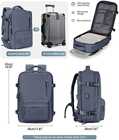 VGCUB Large Travel Backpack Bag for Women Men,Carry on Backpack,17 Inch Laptop Business Work Waterproof Backpack with Laptop Compartment,Person Item Flight Approved,Mochila de Viaje,Grey Blue - Image 2