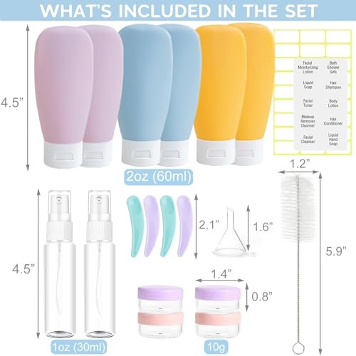 20 Pack Travel Bottles Set for Toiletries TSA Approved, Leak Proof Travel Size Containers Kit Portable Refillable Travel Accessories for Shampoo Conditioner Lotion Liquids (Multi-color) - Image 2