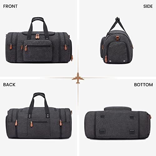 Sucipi Duffle Bag for Men Canvas Travel Duffel Bag Overnight Carry on Bag with Shoe Compartment Weekender Bag with Toiletry Bag for Airplanes - Image 8