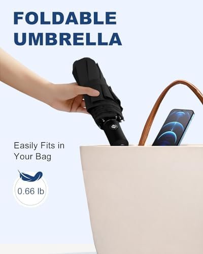 Compact Travel Umbrella, Folding Small Mini Windproof Umbrella, Lightweight Portable Parasol for Backpack Purse, Car Backpack Purse Automatic Umbrellas for Rain - Image 2