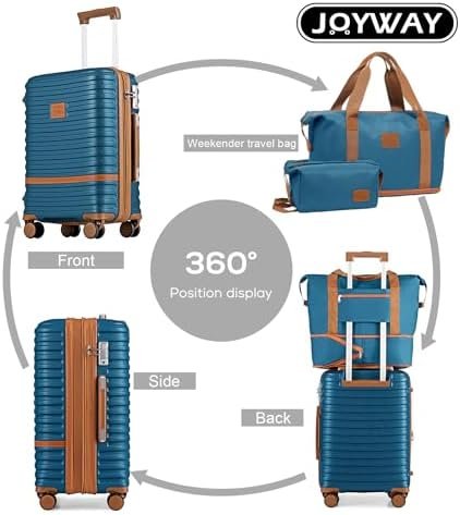 Joyway Luggage Set 3 Piece Suitcase Sets with Spinner Wheel,Hardside Expandable Travel Laggage with TSA Lock (13/20/24/28 Blue brown - Image 5