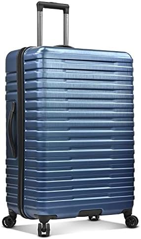 U.S. Traveler Boren Polycarbonate Hardside Rugged Travel Suitcase Luggage with 8 Spinner Wheels, Aluminum Handle, Navy, Checked-Large 30-Inch - Image 3