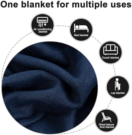 Travel Blanket Airplane Compact with Bag, Plane Blanket Throw Lightweight Fleece Fall Blankets and Throws for Traveling Car Long Flight Sofa, 50 x 60 Inches Navy Blue - Image 8
