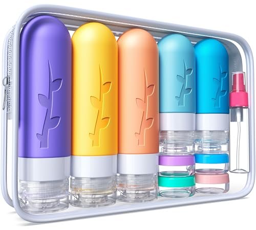 19 pack Travel Bottles for Toiletries, TSA Approved Silicone Travel Size Containers for toiletries Set, Refillable & Leakproof Travel Bottles Kit Travel Size Bottles