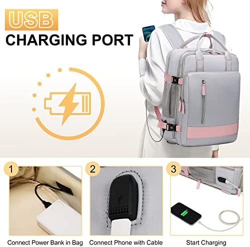Large Travel Backpack for Women, 40L Carry On Backpack Airline Flight Approved with USB Charging Port Shoes Compartment, Personal Luggage Backpack Casual Daypack 15.6 Inch Laptop Backpack - Image 7
