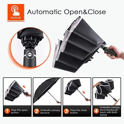 Bodyguard Inverted Umbrella, Large Windproof Umbrellas for Rain & Sun, Compact Umbrella Reverse Umbrella with Reflective Stripe, Teflon Umbrella for Women Men, Travel Folding Umbrella with Cover Bag - Image 4