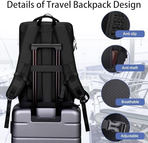 HOMIEE Travel Backpack 40L TSA Friendly Flight Approved Carry-on Luggage, Waterproof Business Computer Backpack Fits 17.3 Inch Laptop, Lightweight Weekender Bag with Shoe Compartment - Image 5