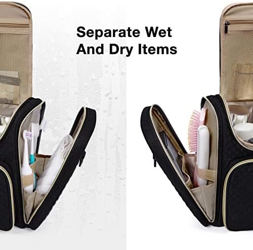 BAGSMART Toiletry Bag, Travel Toiletry Bag for Women, Water-resistant Cosmetic Makeup Bag, Large Capacity Door Room Essentials Travel Organizer for Full Sized Toiletries and Cosmetics, Black - Image 5
