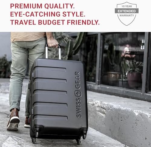 SwissGear 7366 Hardside Expandable Luggage with Spinner Wheels, Black, Checked-Medium 23-Inch - Image 4
