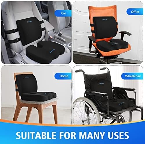 Seat Cushion, Lumbar Support Pillow with Adjustable Strap-Chair Cushions for Sciatica Pain Relief-with Washable Cover Memory Foam for Car, Travel and Wheelchair-Black - Image 6