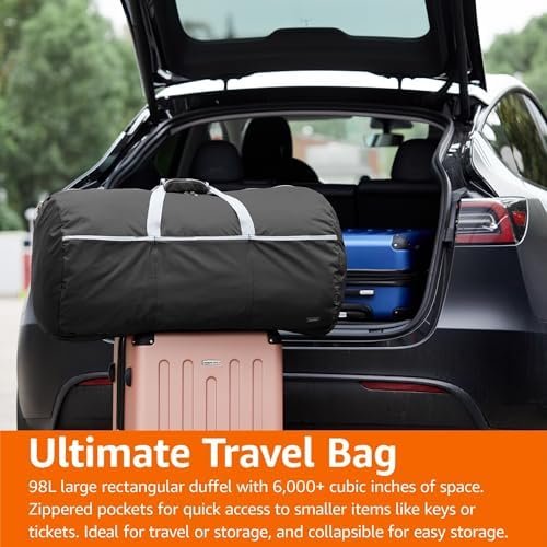 Amazon Basics - 100L Nylon Duffel Bag with Multiple Zippered Pockets, Lightweight yet Durable, 50-Pound Weight Capacity, Black, 32.4 x 16.9 x 16.9 inches - Image 6