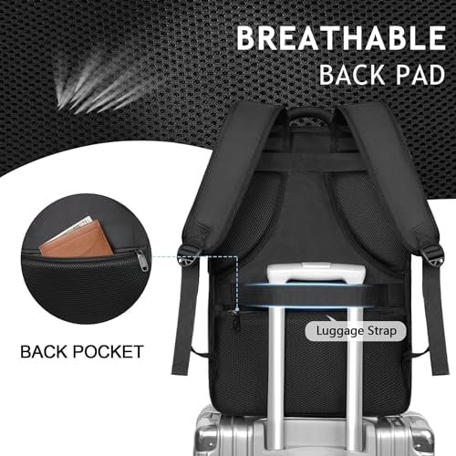 MATEIN Carry on Backpack, Extra Large 40L Flight Approved Travel Laptop Backpack with USB Port, 17 Inch Water Resistant Luggage Computer Daypack College Overnight Weekender Bag for Men & Women, Black - Image 5