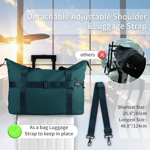 WALNEW Gym Duffel Bag for Women Men, Travel Carry on Weekender Overnight Tote Bags, Lightweight Waterproof Personal Item Bag for Sports, Dance, Workout with Wet Pocket, Peacock Blue - Image 7