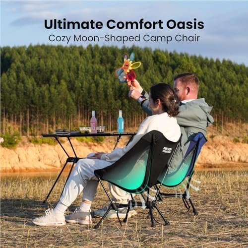 Compact Camping Chair, Lightweight Folding Camp Chairs for Adults, Portable Camping Chair, Ultralight Backpacking Chair for Outdoor, Beach, Picnic, Hiking - Black - Image 6