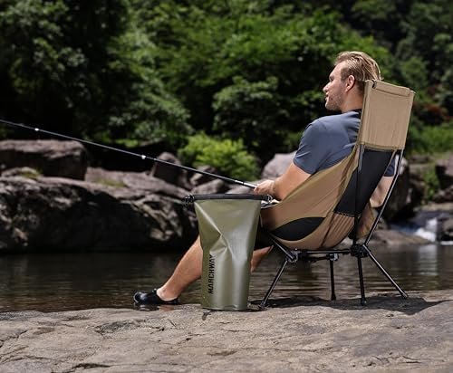 MARCHWAY Lightweight Folding High Back Camping Chair with Head Support, Stable Portable Compact for Outdoor Camp, Travel, Beach, Picnic, Festival, Hiking, Backpacking (Khaki) - Image 2