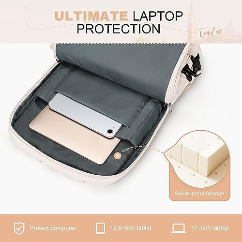Maelstrom Travel Backpack for Women Men,25L Laptop Backpack Fits 17-Inch Laptop,Waterproof Carry On Backpack for Airplanes with Detachable Crossbody Bag&Shoe Compartment,Beige, Medium - Image 6