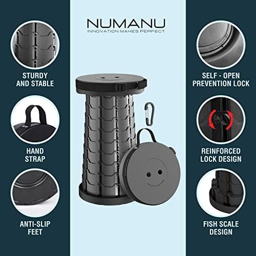 Collapsible Stool 2-Pack & Carry Bag + Clips - Upgraded Portable Folding Stool, Height Adjustable, Lightweight, Retractable Telescoping Camping Seat Travel Chair, Foldable Footrest - Max 400lbs - Image 7