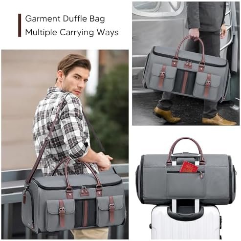 Carry on Garment Bag for Travel, Convertible Garment Duffle Bags for Men Women with Shoe Compartment - 2 in 1 Hanging Suitcase Suit Travel Bags - Image 7