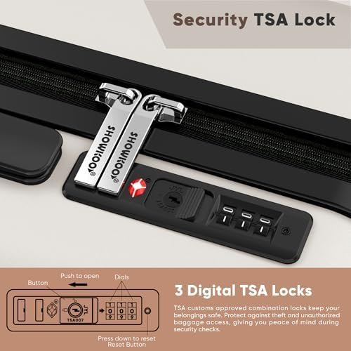 SHOWKOO Luggage Sets 3 Piece 100% PC Ultra Tough Hardside Expandable Suitcases Sets with TSA Lock Double Spinner Wheels (20in/24in/28in, White - Image 7