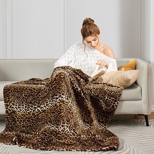 Leopard Print Blanket Fleece Throw Blanket for Bed Sofa Travel and Camping, Super Soft Cozy Fluffy Plush Blanket, Cheetah Print Blanket for All Seasons(50”×60”) - Image 3