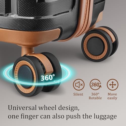 Joyway Luggage Sets 5 Piece Suitcase Set, PP Hardshell Carry on Suitcase Set, Travel Suitcases with Double Spinner Wheels and TSA Lock, Black Brown - Image 6