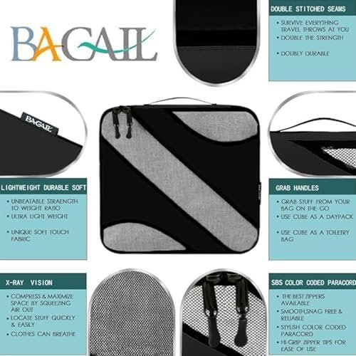 BAGAIL 6 Set Packing Cubes,Travel Luggage Packing Organizers(6Set AllBlack) - Image 3