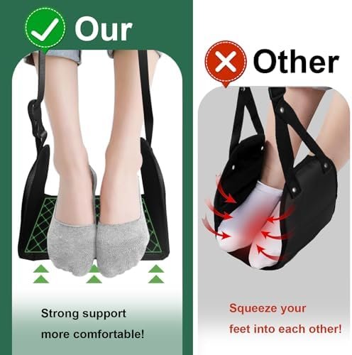 Airplane Foot Rest, Memory Foam Foot Hammock with Support Portable Travel Essentials, Under Desk Footrest/Long Flight Accessories to Relax Feet and Leg - Image 6