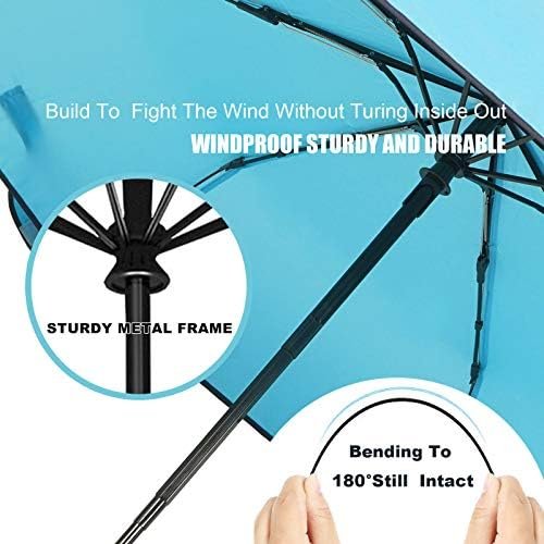 Factory Outlet Automatic Open Close Portable Lightweight Travel Umbrella Parasol Outdoor Sun & Rain All Weather Umbrella (Sky Blue) - Image 3