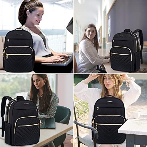 VANKEAN 15.6 Inch Laptop Backpack for Women Men Work Bag Fashion with USB Port, Waterproof Backpacks Nurse Stylish Travel Bags Casual Daypacks for College, Business, Black - Image 7