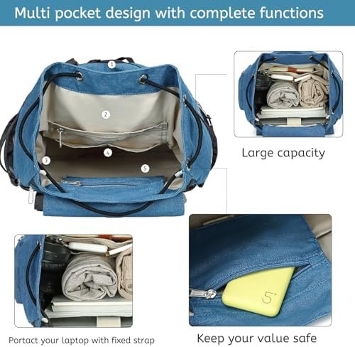 Bluboon Girls School Backpack Women College Bookbag Lady Travel Rucksack 15.6Inch Laptop Bag with Charge Port - Image 8