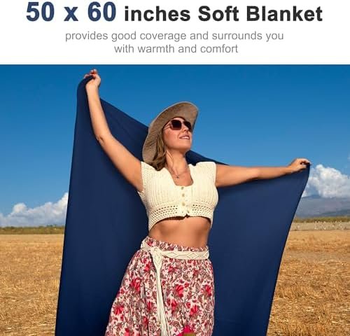 Travel Blanket Airplane Compact with Bag, Plane Blanket Throw Lightweight Fleece Fall Blankets and Throws for Traveling Car Long Flight Sofa, 50 x 60 Inches Navy Blue - Image 5