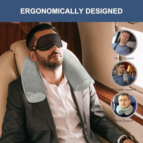 Twist Memory Foam Travel Pillow Neck,Chin,Shoulder,Lumbar and Leg Support for Adult Airplane Traveling,Bus,Train and Office (Blue) - Image 2
