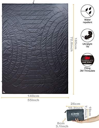 iClimb 3M Thinsulate Insulation Warm Camping Blanket Ultralight Compact (Dark Grey) - Image 6