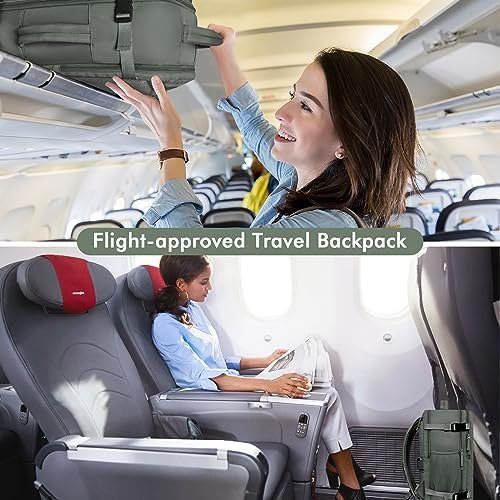 Travel Backpack For Women Men Flight Approved, Carry-on Backpack Bag Luggage, Personal Item Backpack, Laptop Backpack Casual Daypack, Travel Essentials Must Haves, Olive-green - Image 2