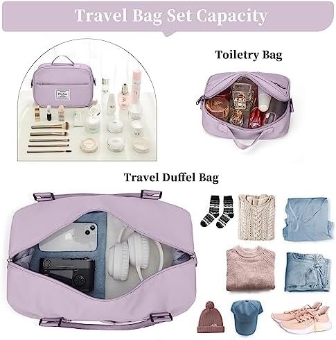 Weekender Bags for Women,Personal Item Travel Bag with Shoes Compartment,Overnight Travel Duffel Bag with Toiletry Bag - Image 2