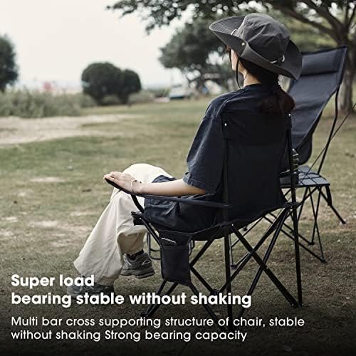 Damei century Portable Camping Chairs Enjoy The Outdoors with a Versatile Folding Chair, Sports Chair, Outdoor Chair & Lawn Chair, with Side Pockets Black - Image 6