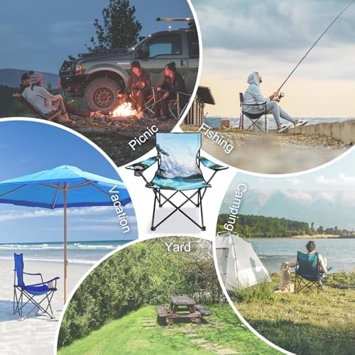 Camping Chair Portable Camp Chair, Folding Lawn Chair with Cup Holder for Outdoor Camping, Hiking, Travel, Patio, Beach, Picnics - Image 5