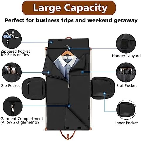 Convertible Garment Duffel Bag for Travel - Carry On Garment Bags With Toiletry Bag Large Weekender Bag for Men Women 2 in 1 Hanging Suitcase Suit Travel Duffel Overnight Bags 4pcs Set - Image 3