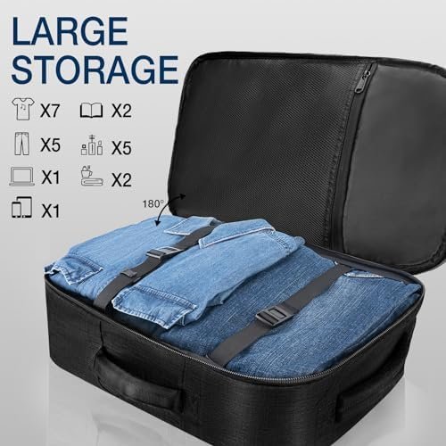 Dinictis 40L Travel Backpack Carry on Flight Approved, Backpack Suitcase for Travel, Personal Item Travel Bag fits 17 inch Laptop- Black - Image 4