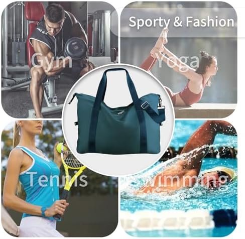WALNEW Gym Duffel Bag for Women Men, Travel Carry on Weekender Overnight Tote Bags, Lightweight Waterproof Personal Item Bag for Sports, Dance, Workout with Wet Pocket, Peacock Blue - Image 8