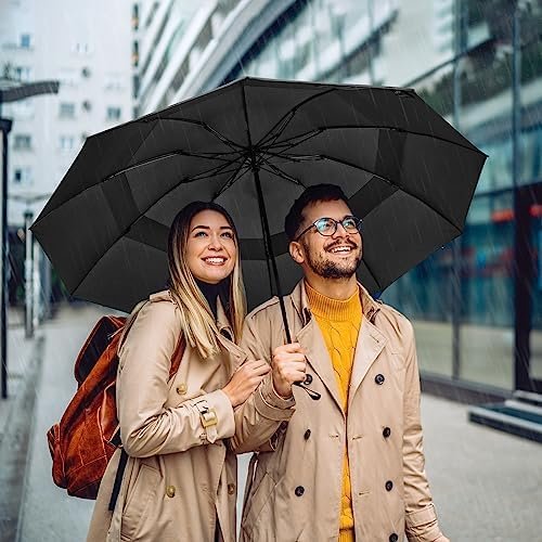 G4Free 46/54/62 Inch Large Compact Golf Umbrella Windproof 10 Ribs Reverse Travel Umbrella for Rain Double Canopy Vented Umbrella Automatic Open Close - Image 9