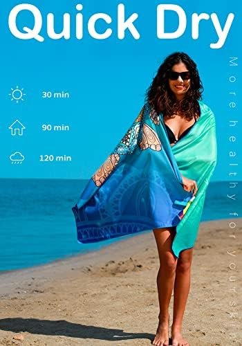 Microfiber Lightweight Thin Beach Towel Sand Free Quick Dry Absorbent Compact Towels for Swimming Pool Camping Beach Accessories Large Easy Pack Travel Things for Vacation Essentials Gift - Image 5