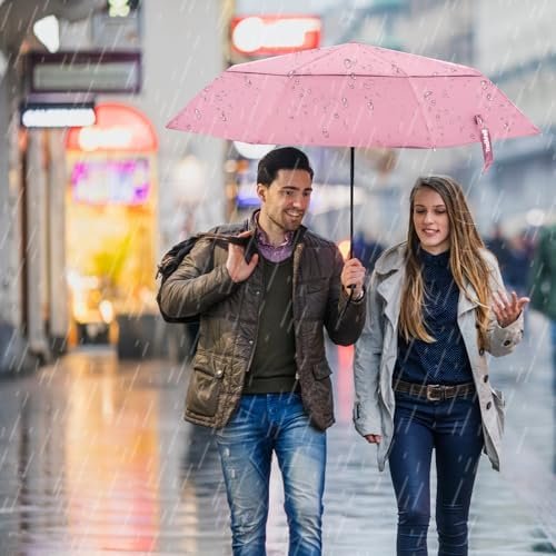 TradMall Travel Umbrella, 42/45 Inches Double Vented Canopy Windproof Automatic Strong Compact Folding Umbrellas for Rain Women and Men - Image 7