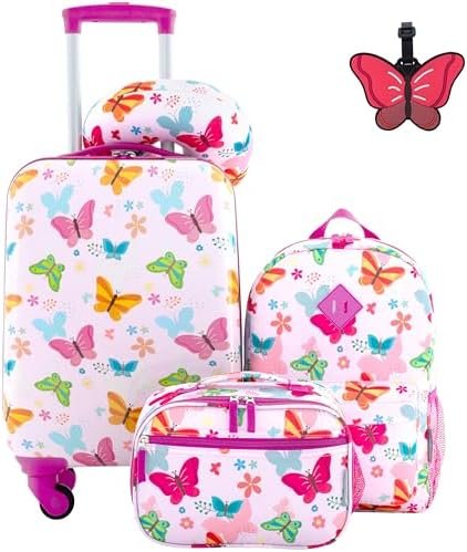 Travelers Club 5 Piece Kids' Luggage Set, Butterfly